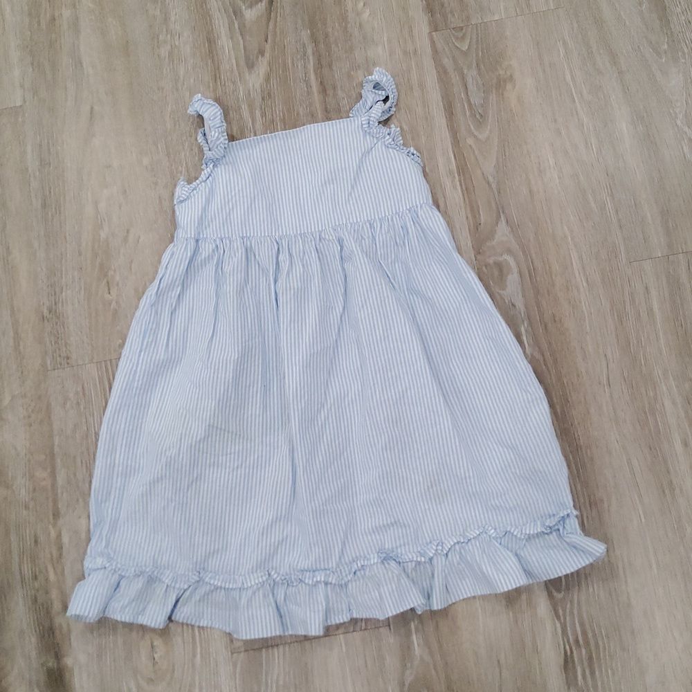 EDGEHILL COLLECTION Blue Striped Sleeveless Cotton Dress 4T